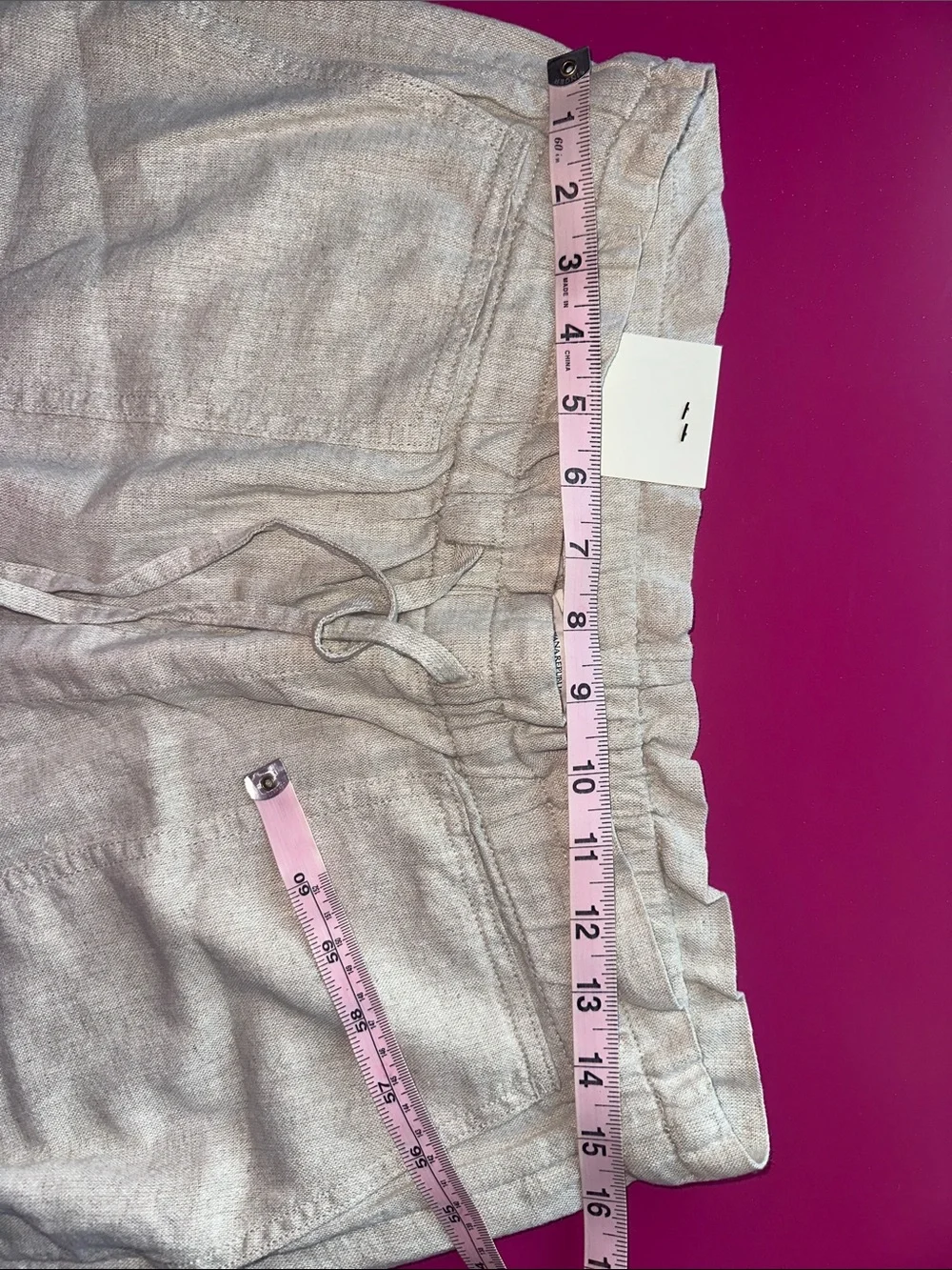 Banana Republic Beige Wide-Leg Linen-Blend Paperbag Waist Pants